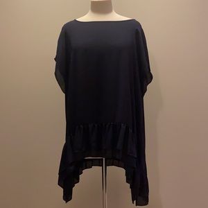 Navy Blue Tunic Shirt Peplum Size S/M
